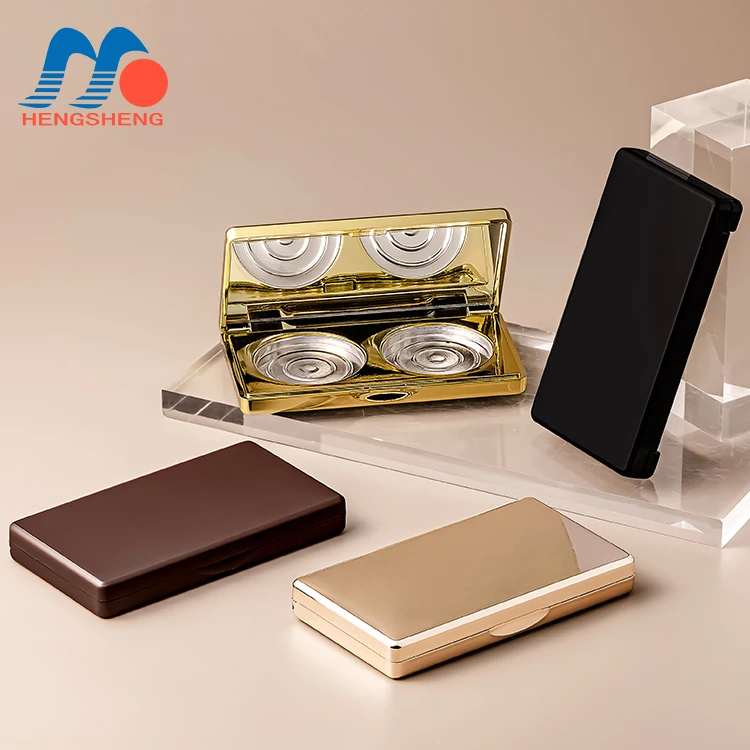 Rectangular double grid 3g eye shadow blush packaging box blush plastic empty makeup tool packaging cosmetic case