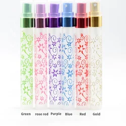 Manufacture Direct Wholesale 10ml Pocket Portable Flower Frosted Empty Spray Perfume Bottle Yiwu Glass PUMP Sprayer Screw Cap