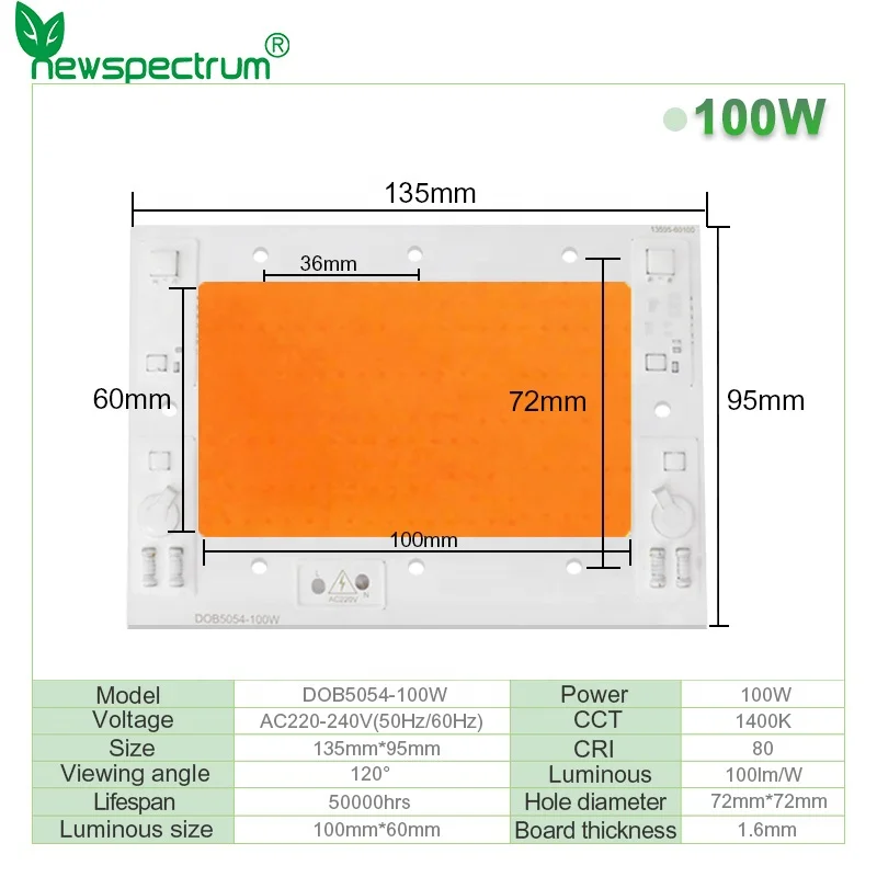 Driverless Smart IC Chip 100W 150W COB DIY Indoor Plant Seedling Grow lamp full spectrum chip cob 50w 220v