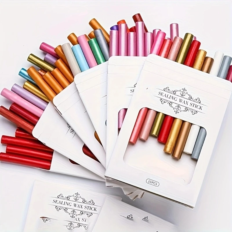 10pcs DIY Self-made Envelope Invitation Sealing Decoration Wax DIY Scrapbooking Color Making Seal Stamp for Envelope Letter