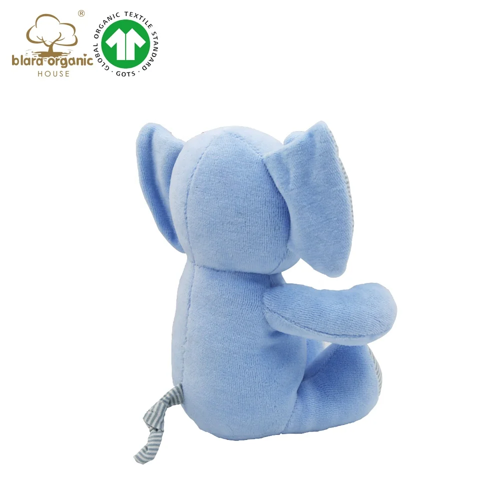 GOTS 100 Cotton New Baby Soft Animal Toys Organic Velour Bluey Elephant toys For Children