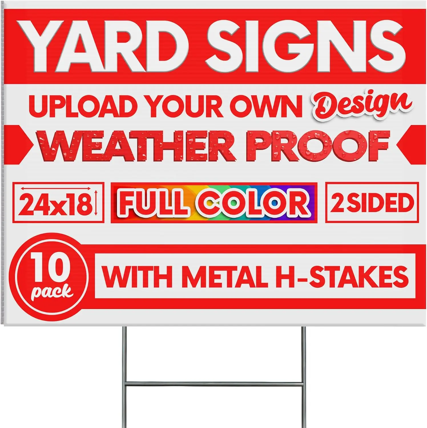Custom Printing Coroplast Yard Signs Personalized Corrugated Sign Outdoor Lawn for Business with Heavy Duty Stakes 18x24 Inch