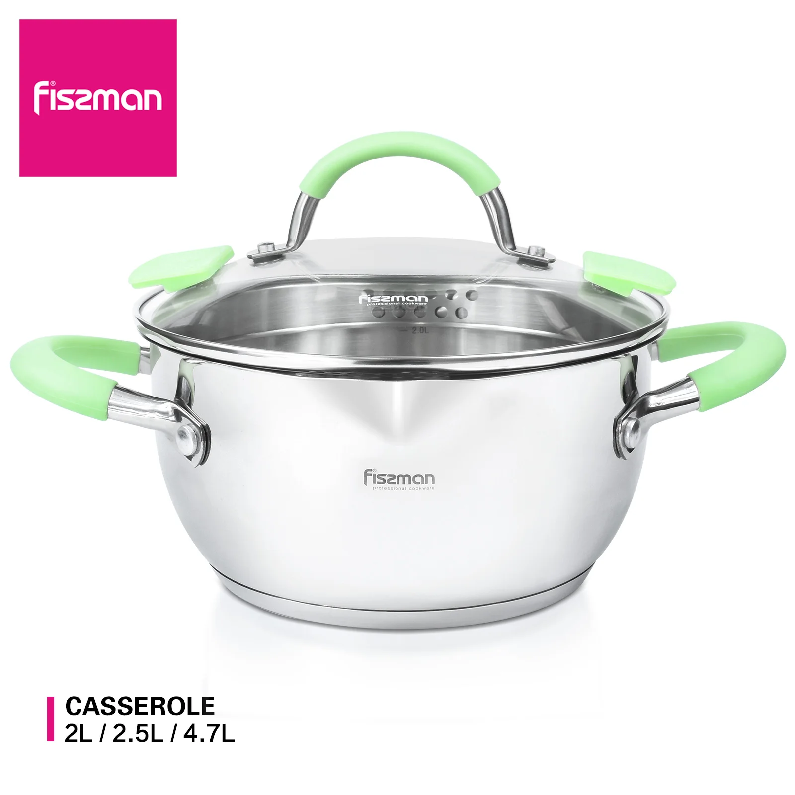 FISSMAN Stainless Steel Cookware Casserole Dishes Kitchen Cooking Hot Save Double-ear Cooking Pot
