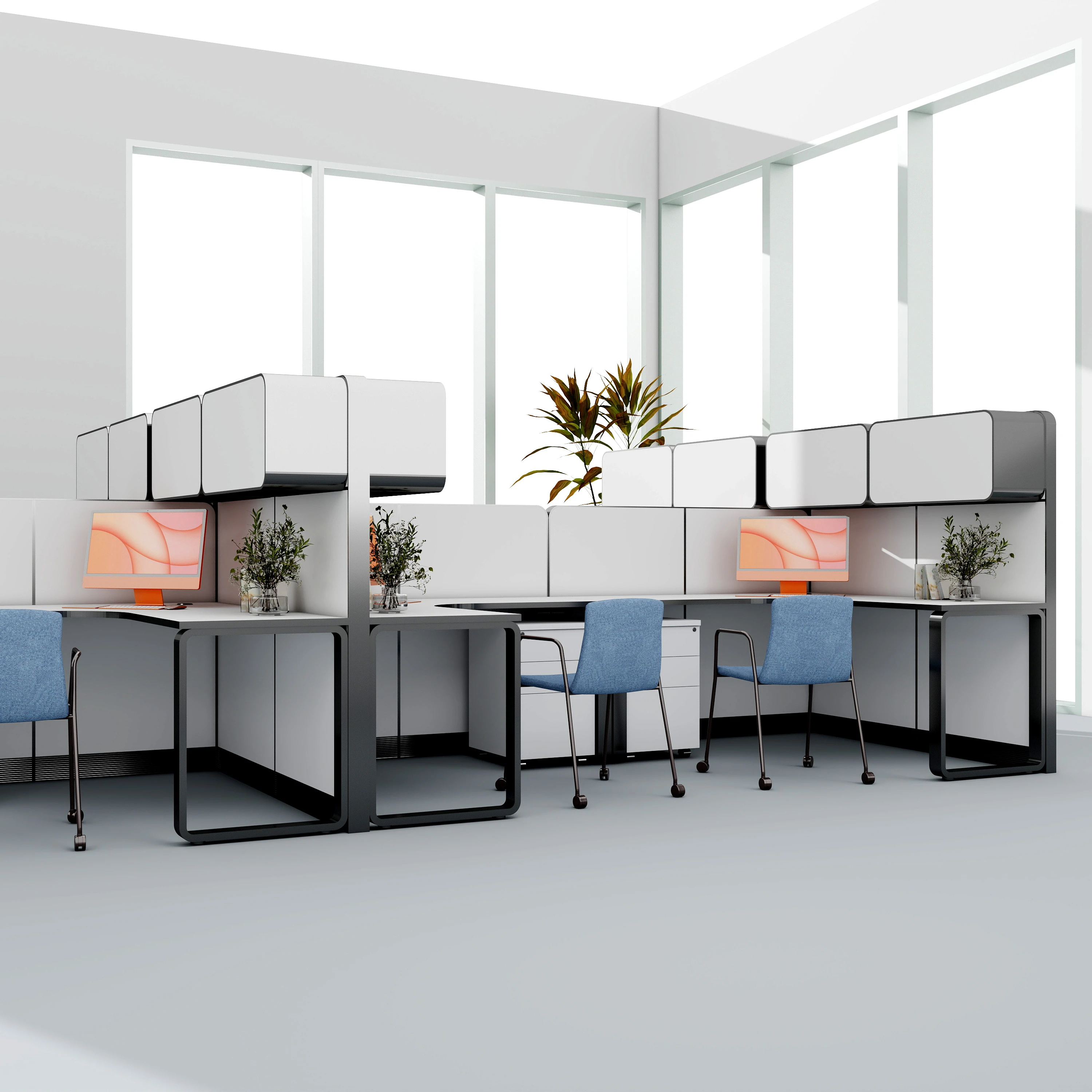 Furniture Factory Clear Office Partition Freest Workstations Modular Divider Glass Separation Wall System Staff Office Desks
