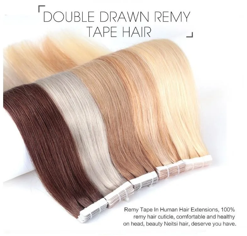 High Quality 100% European Skin Weft Tape In Hair Extension, Remy Russian Tape Human Hair Extension