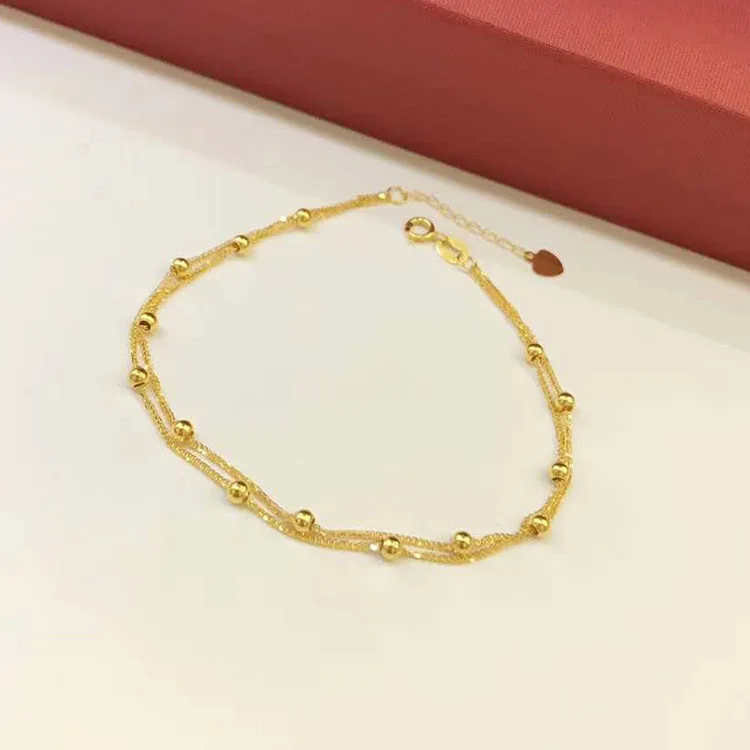 
18K pure real solid yellow gold chain bracelets women 