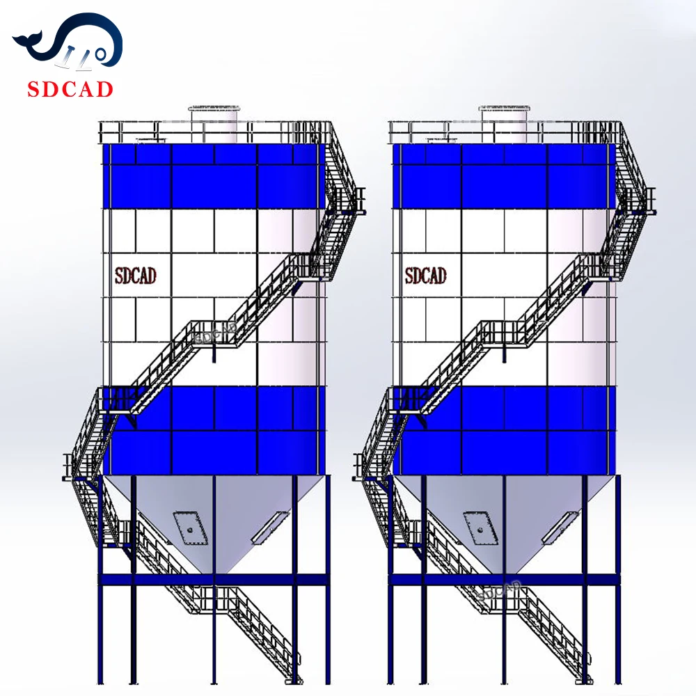 SDCAD customized 100 ton powder  storage steel Cement Silo cement plants fly ash 200Tons Bolted Type Bulk  sand silos