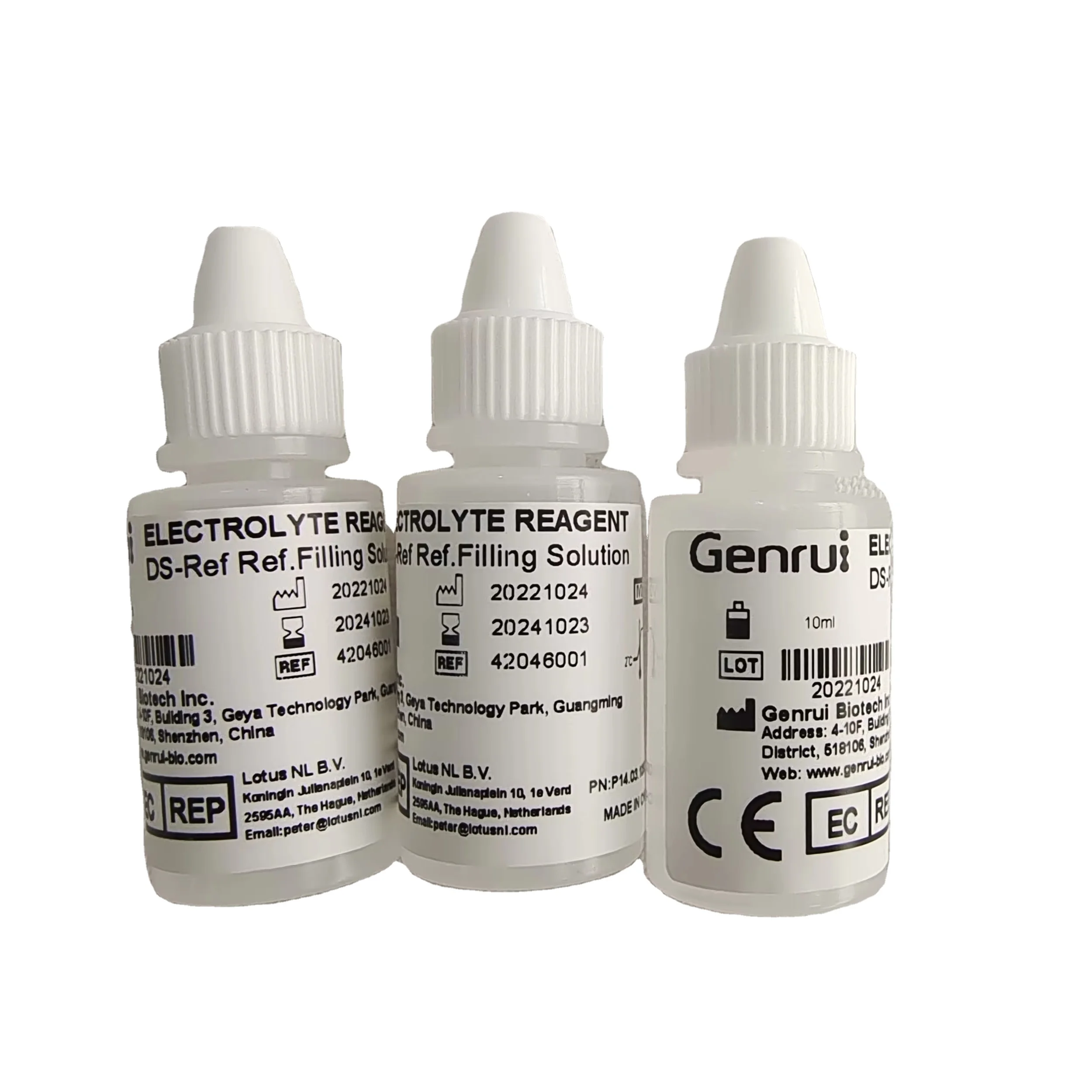 Genrui Electrolyte Analyzer Reagent Test Kits RS-ISE RS-REF DS-III QC and Cleaning Solition Deproteinizer For GE300 GE500