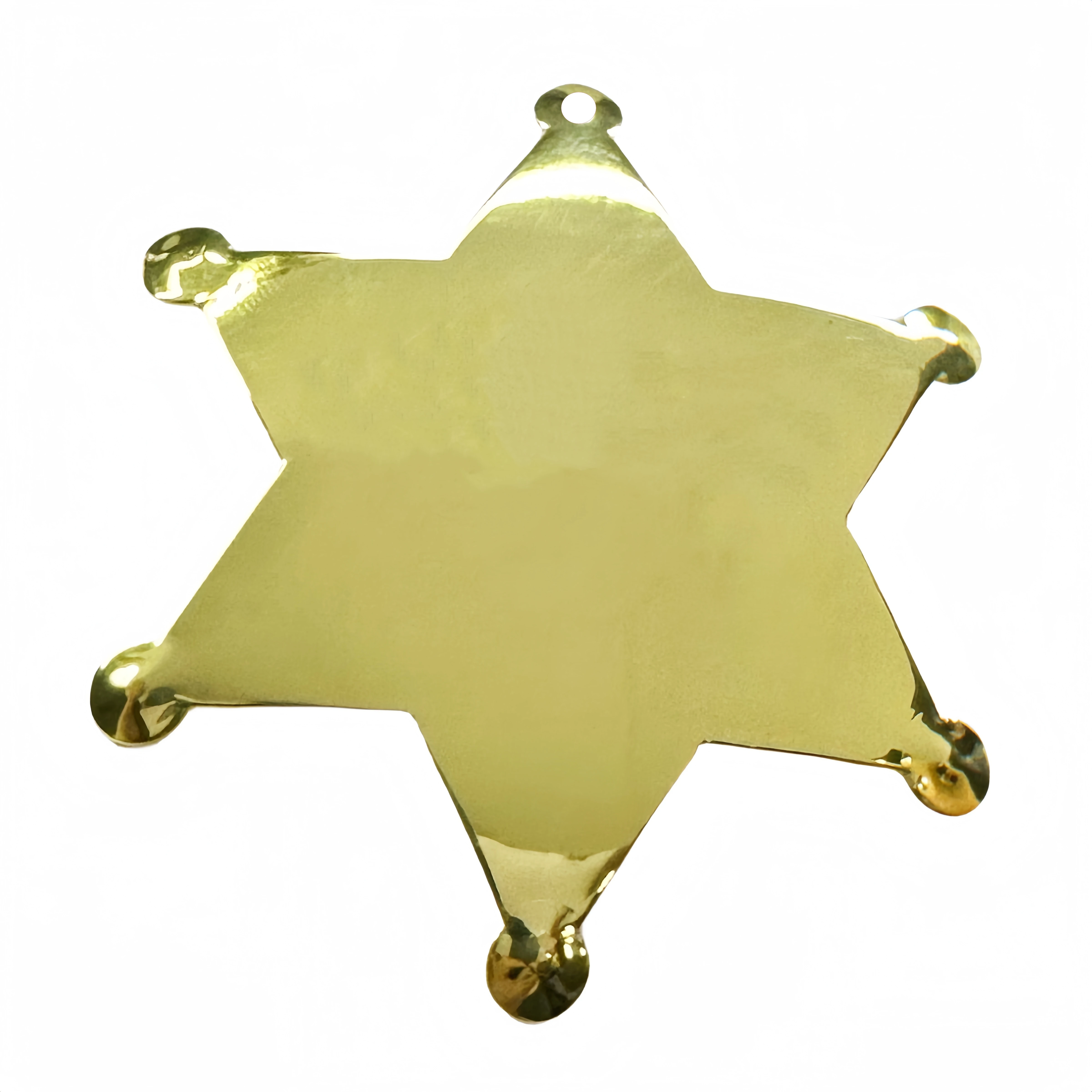 Metal Hexagonal Star Blank Badge Hat Emblem Commemorative Badge Cowboy Chest Badge Perforated pendant pin accessory
