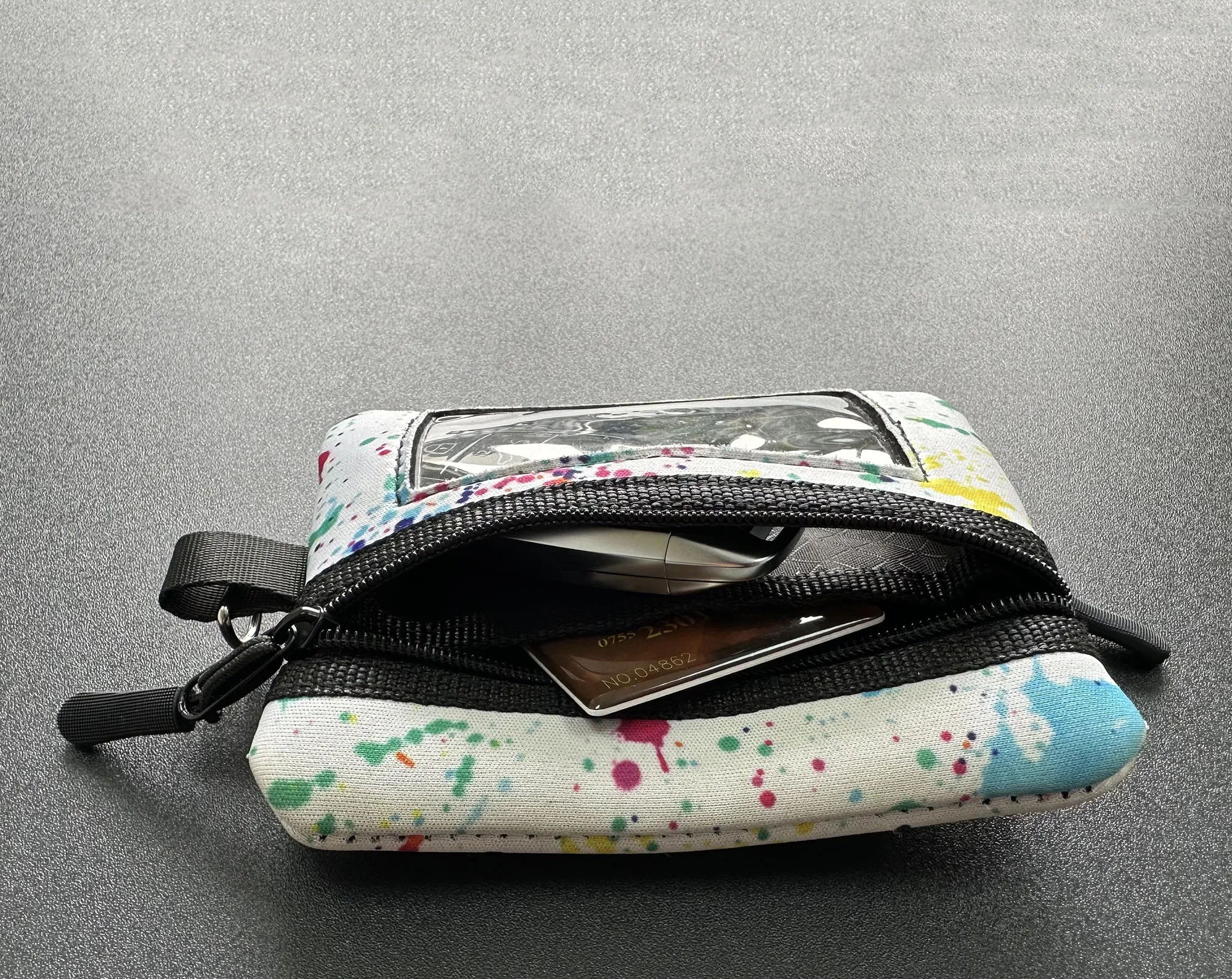 Wholesale Neoprene High Quality KeyChain Holder pouch bag PVC Clear Window Car Key Case Coin Pouch Bag