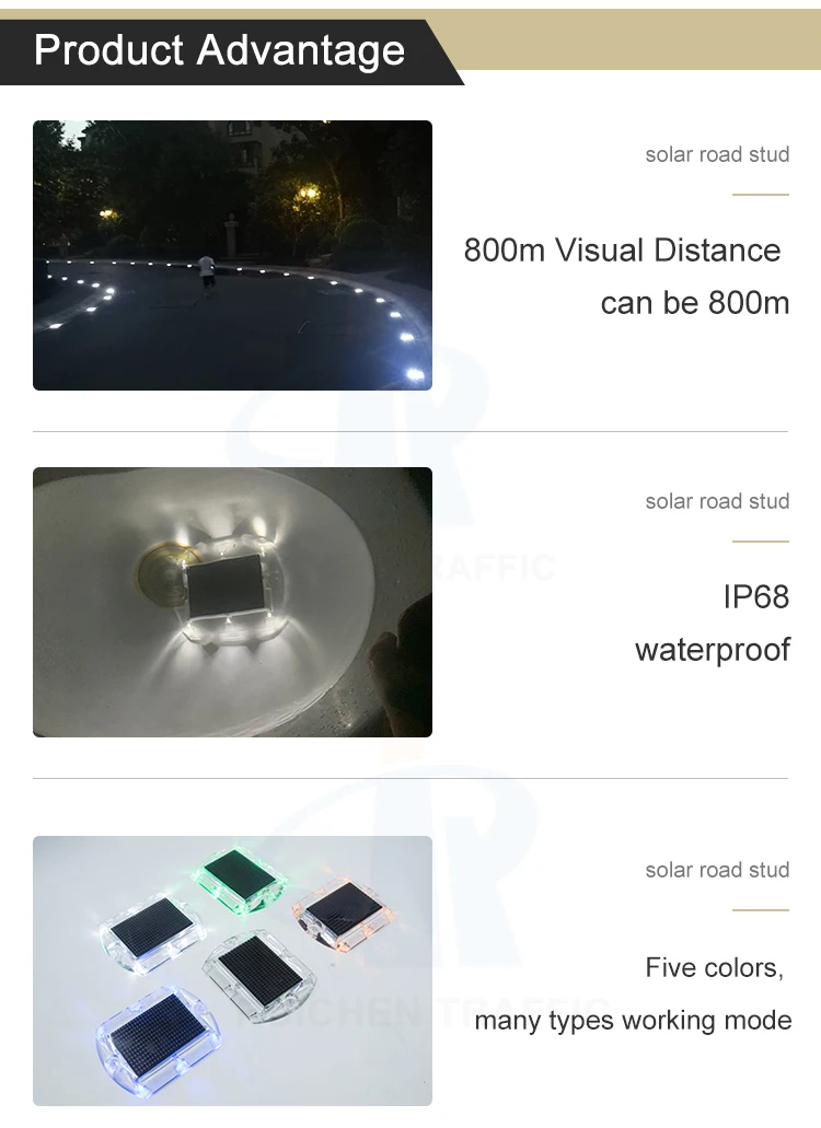 circular two directions solar powered leveled road stud reflector pavement marker