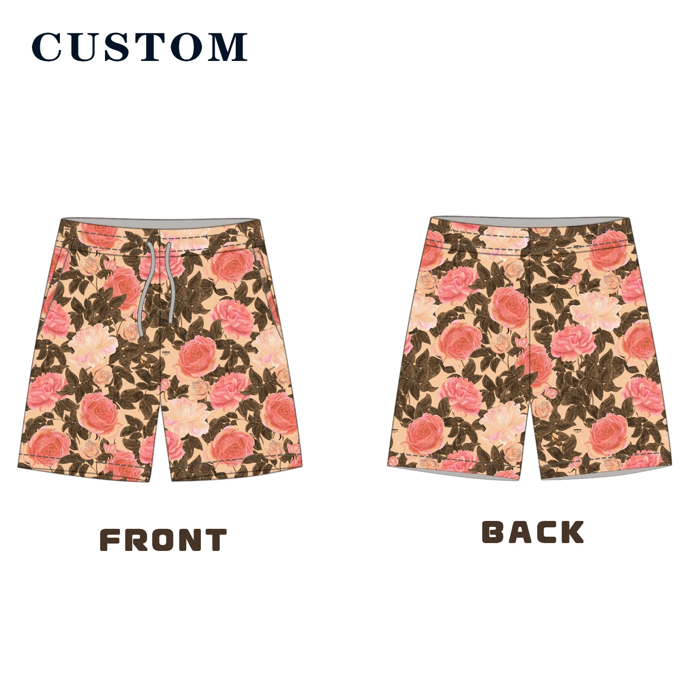 Custom Color Changing Swim Girls Knitted 7 Inseam Full Print Mesh Drawstring Double Layered 100 % Polyester Mesh Shorts