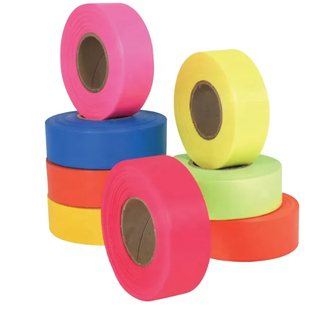 Custom non adhesive 2.5 cm pvc reflective warning flagging tape for Surveying Forestry Mining safety