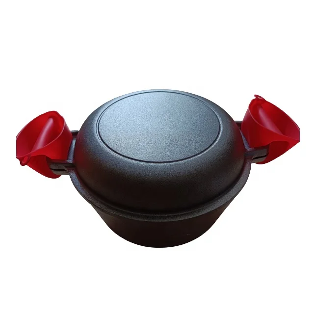 2 in 1 Pre Seasoned Dutch Oven with Skillet Lid for Induction Electric Grill Stovetop BBQ Camping (5 Quart)