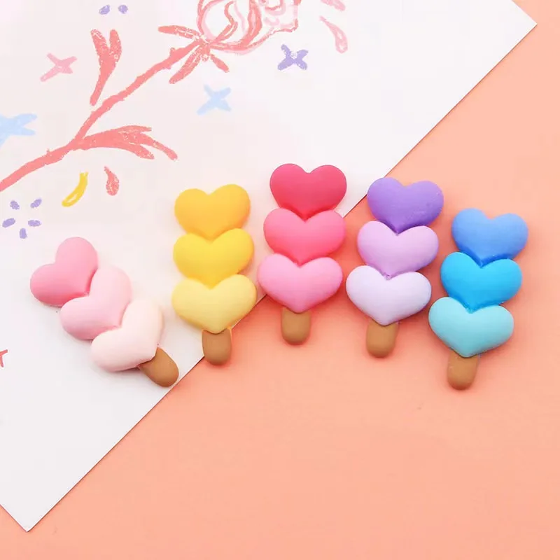 New Gradient Color love heart shape charms for phone case jewelry DIY refrigerator magnet hair bow accessories decorations
