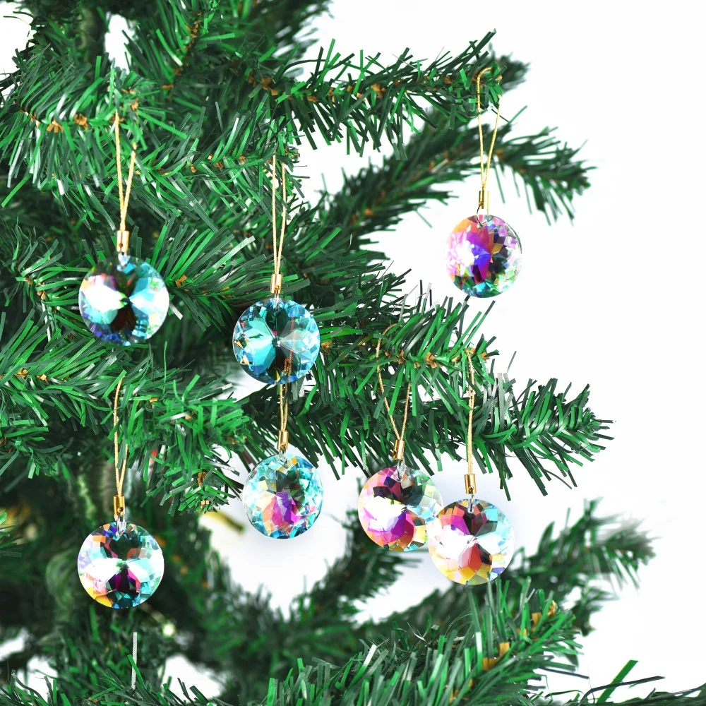 12 шт. в упаковке подвесные 30 мм Разноцветные Хрустальные рождественские кулон Радуга круглые снежинки орнаменты Призма