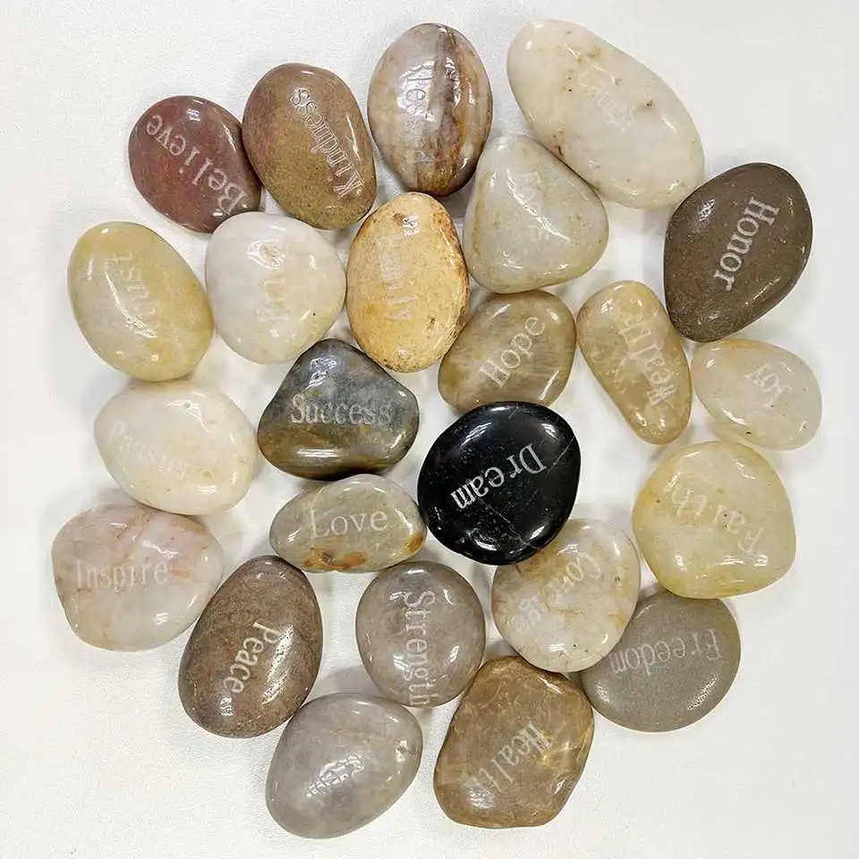Factory Supply Word Pebbles Stone Letter Engraving Engraved Gratitude Stones for gift