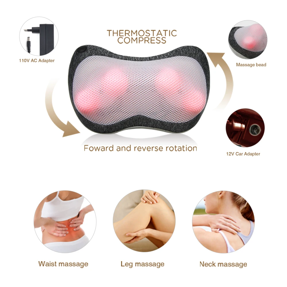 Neck Massager with Heat Massage Pillow Gifts for Men & Women Electric Shiatsu Back Massager