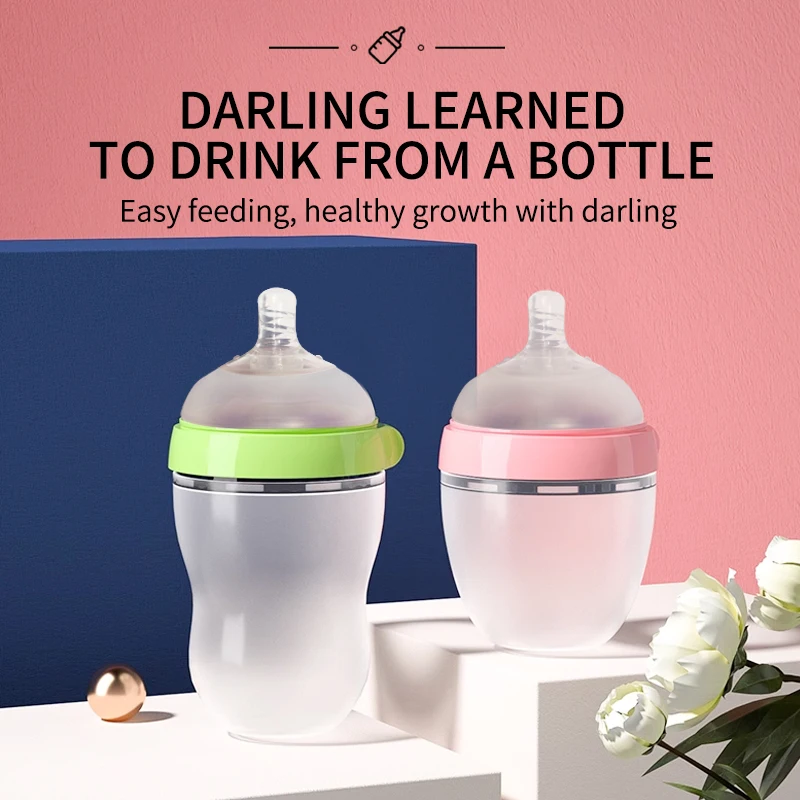 Food Grade Silicone Milk Bottle New Design Silicone Baby Feeding Bottles For Baby