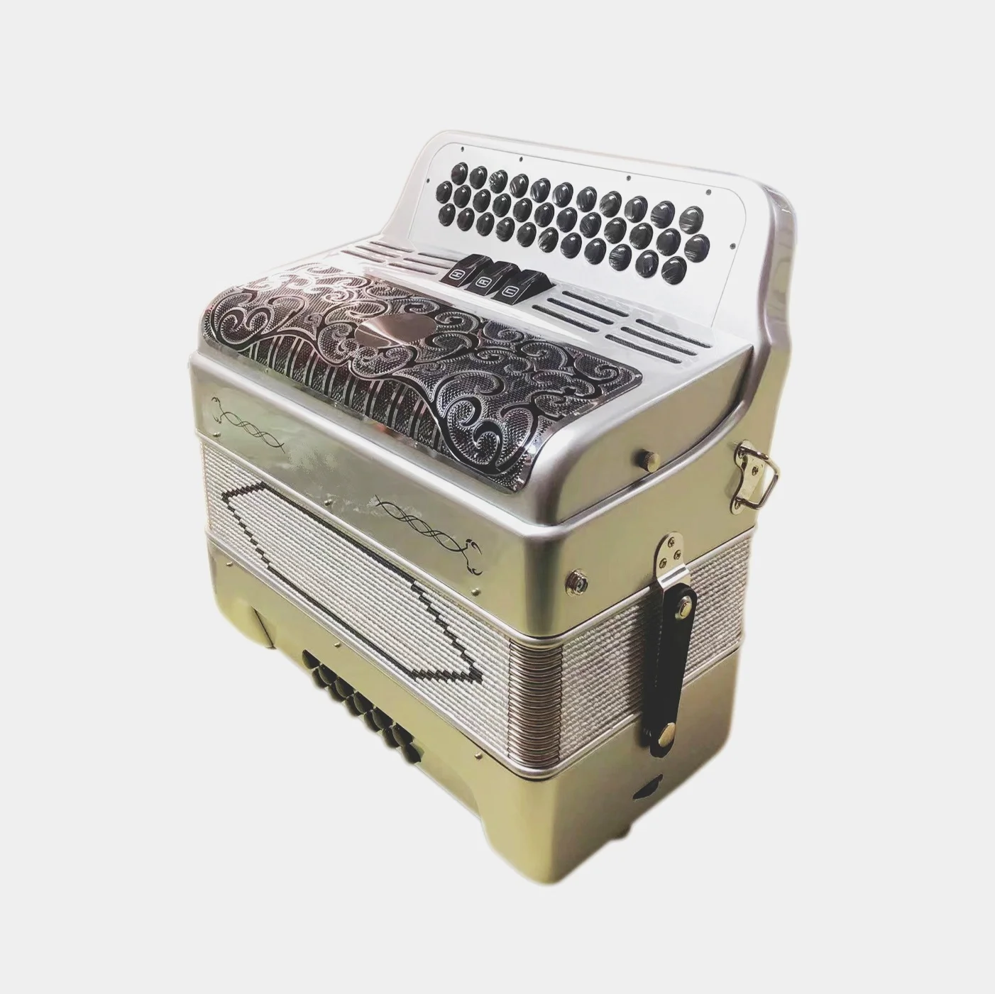 Seasound Factory 34 Buttons 12 Bass 3 Register Silver Student Accordion Accordions Musical JB3412C