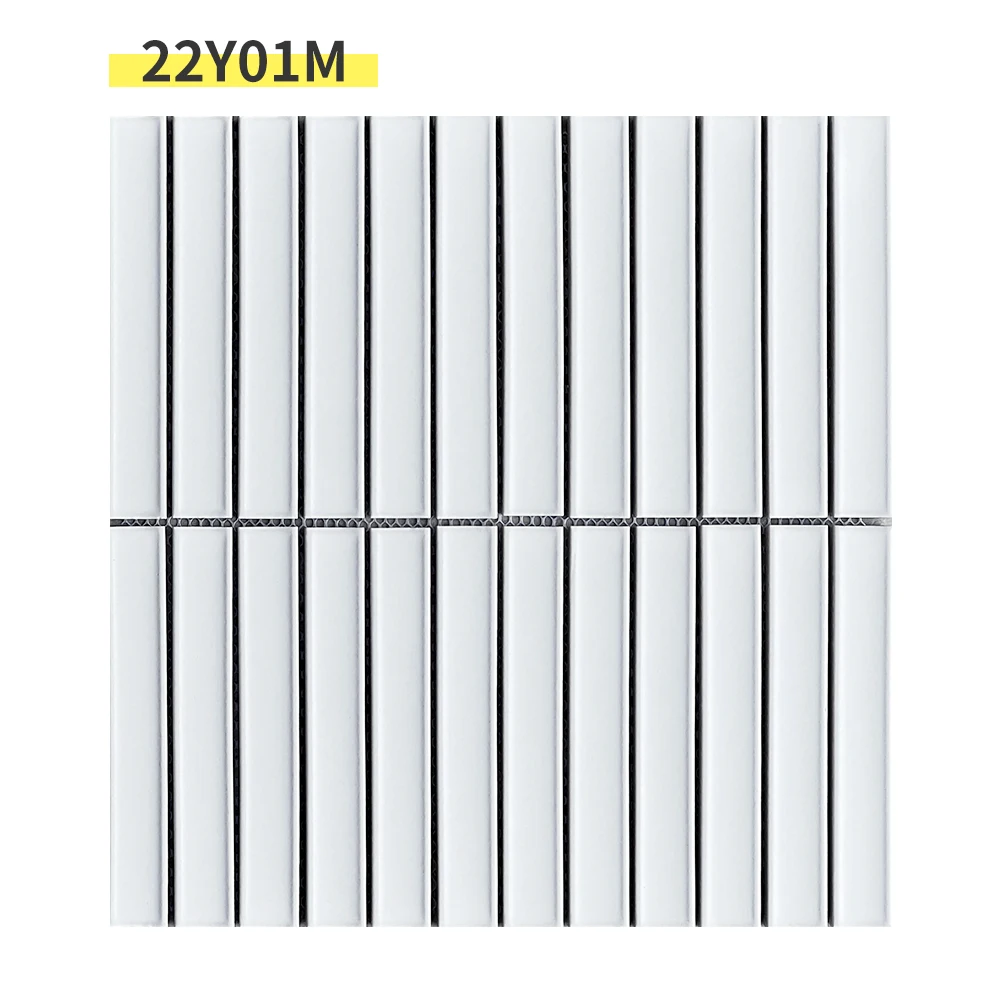 brown20*145 Fluted Design Glazed Mosaic Tiles Indoor Ceramic Stone Wall Tile with Square Pattern for Decorative Backgrounds