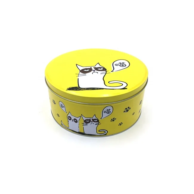 Wholesale Food Grade Round Christmas Gift Metal Packaging Tin Case For Coffee Beans Tea Candy Packaging Tin Case Cookies