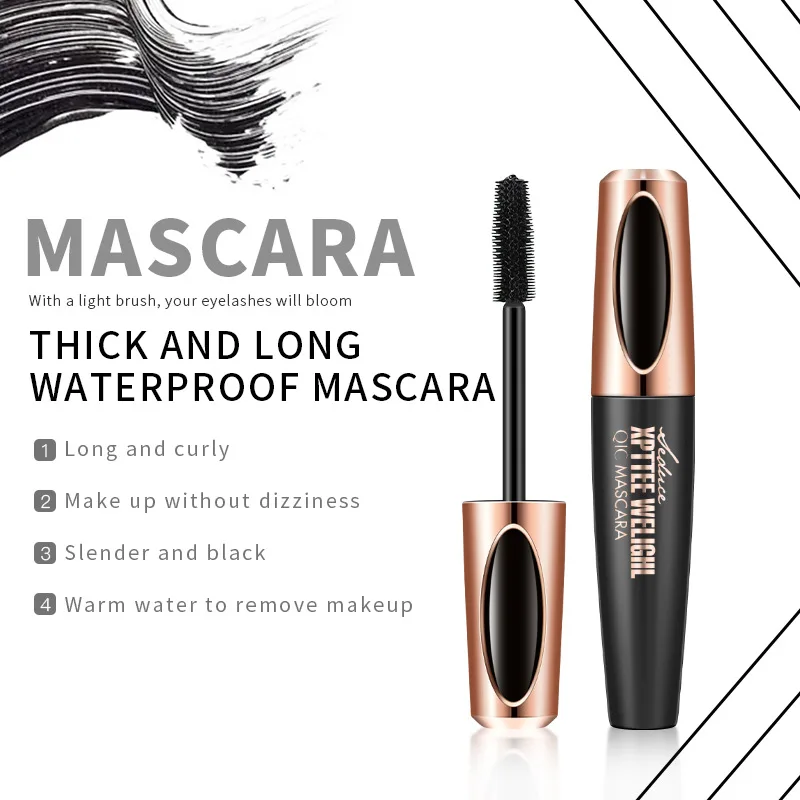 QIC Film Power Volumizing Mascara Waterproof Dense Slender curl silicone brush nude 4D mascara