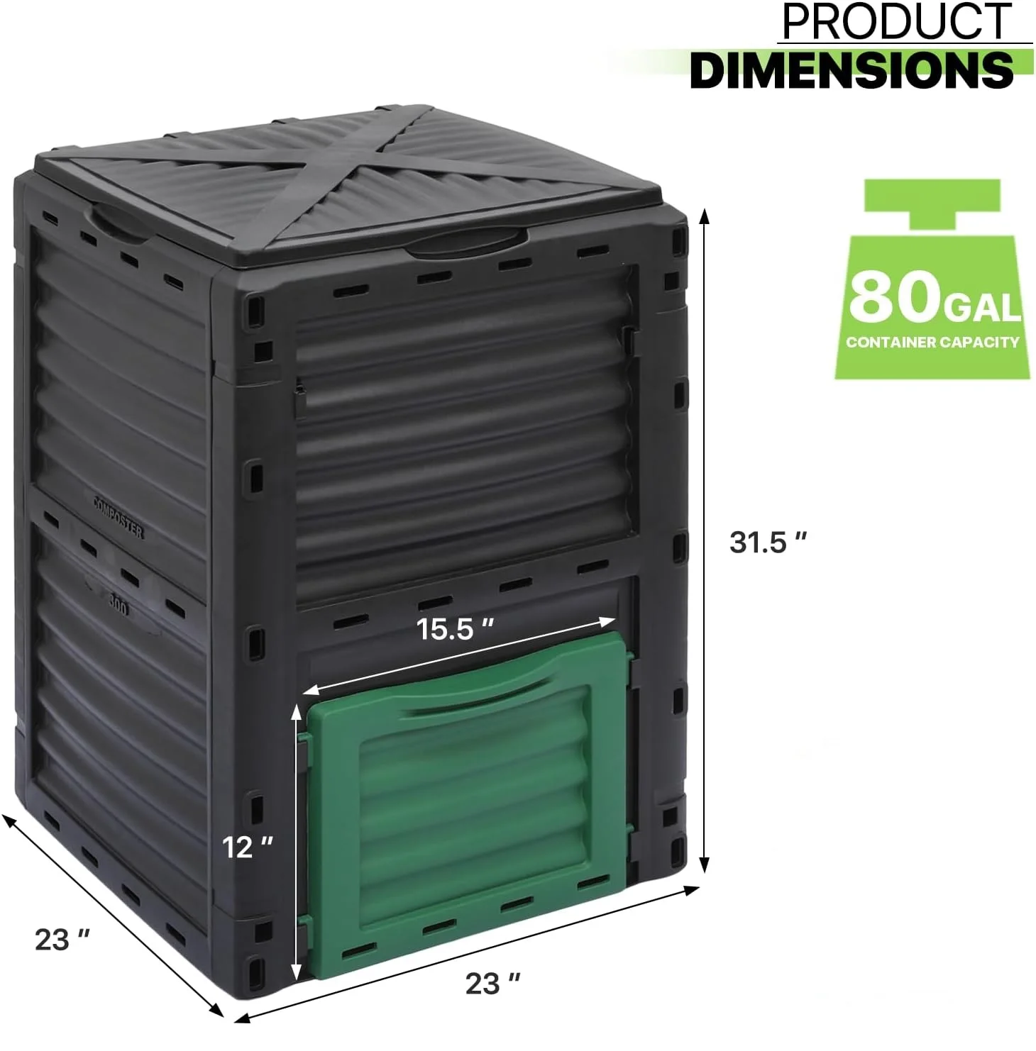 80 Gal 300L BPA Free Material Large Garden Easy Assembling, Lightweight, Fast Creation of Fertile Soil Composer Bin