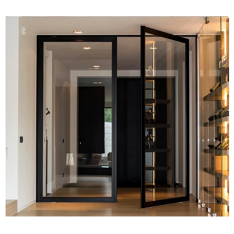 Hihaus new commercial aluminum office store front pivot floor spring glass door