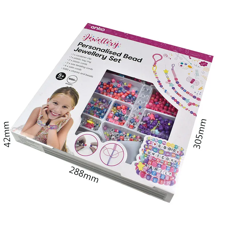 New Style 1000pcs Jewelry Making Craft Beads Kits personalised Bead Jewellery Making Bracelets Necklace Set for Kid Girls