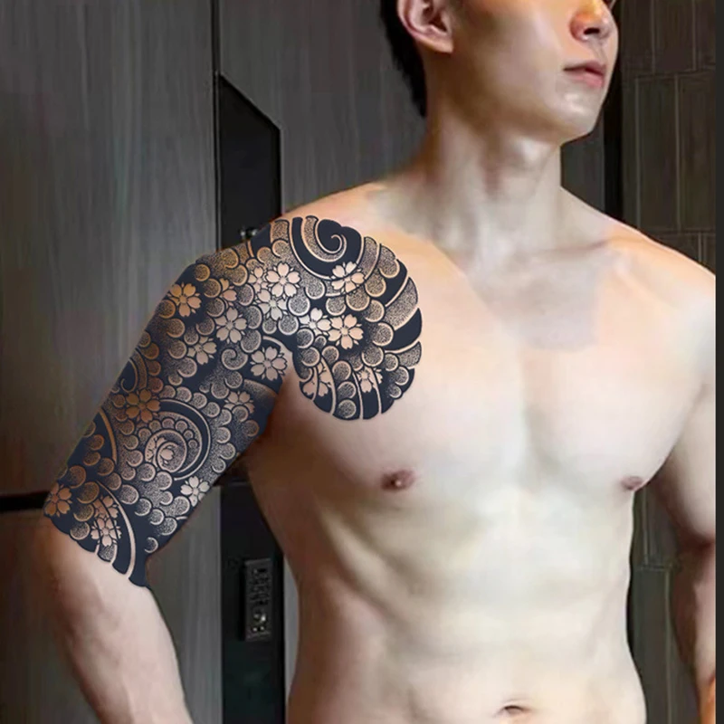 BJ 2024 Hot Popular Wholesale Half Armor Tattoo Sticker Realistic Adult Body Art Tattoo Stencil Temporary Juice Tattoo Stickers