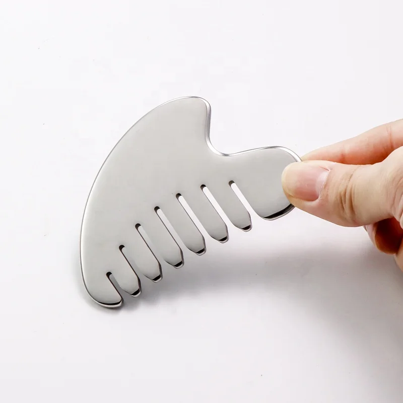 Hair Comb Head metal Guasha Face Lifting Massage stainless steel Hair Comb Set Gua Sha