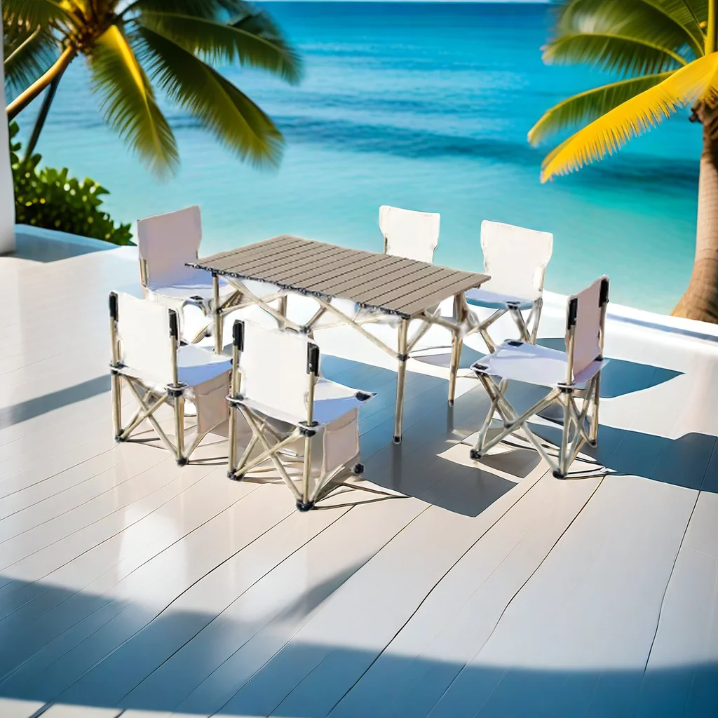 Cheap Outdoor Furniture Portable Roll Up Aluminium Heavy Duty Folding Foldable Camping Table And Chairs Set