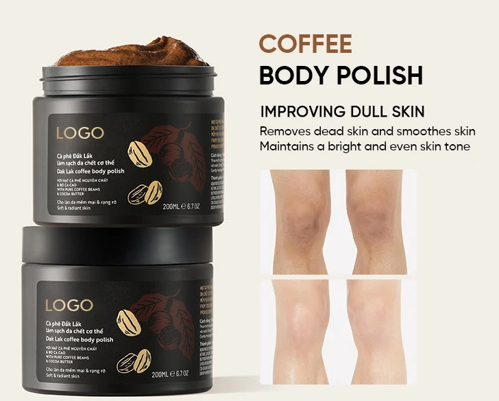 Private Label Arabica Coffee Sea Salt Face Body Scrub Anti Cellulite Whitening Exfoliator Coffee Scrub