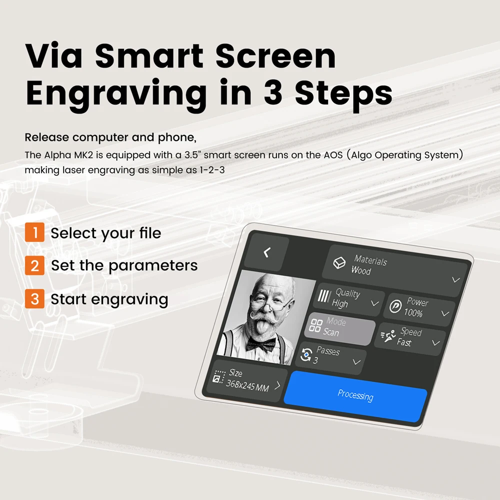 Algolaser Alpha MK2 20W Wood Cutting Design Fast High Precision Engraving and Cutting Printer Cutter