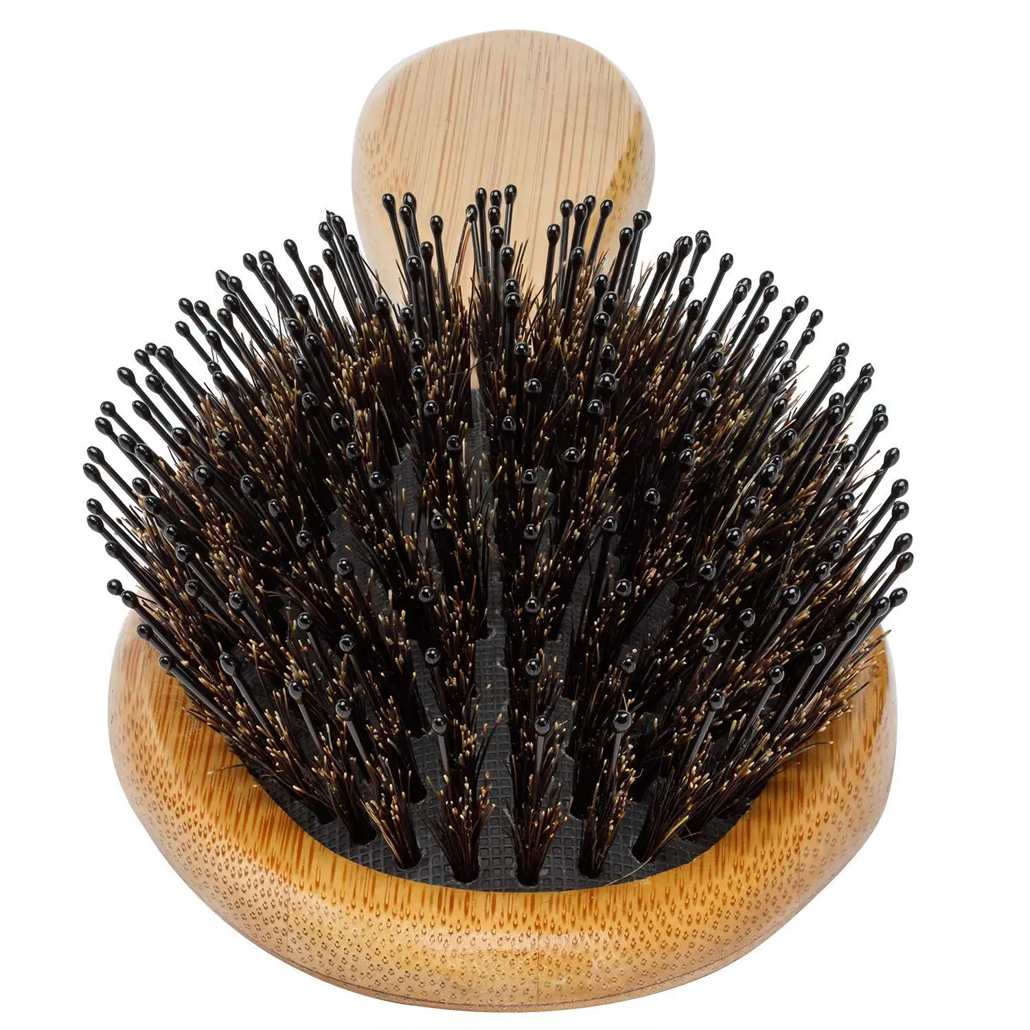 Wholesale Custom Logo Wooden Hairbrush Bamboo Compact Hair Extensions Air Cushion Brush with Nylon Pins Mixed Boar Bristle