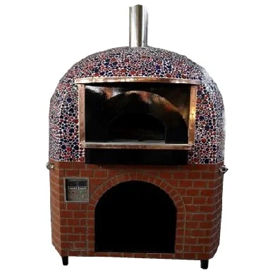Top red white bricks bottom decorative bricks electrically heated pizza oven