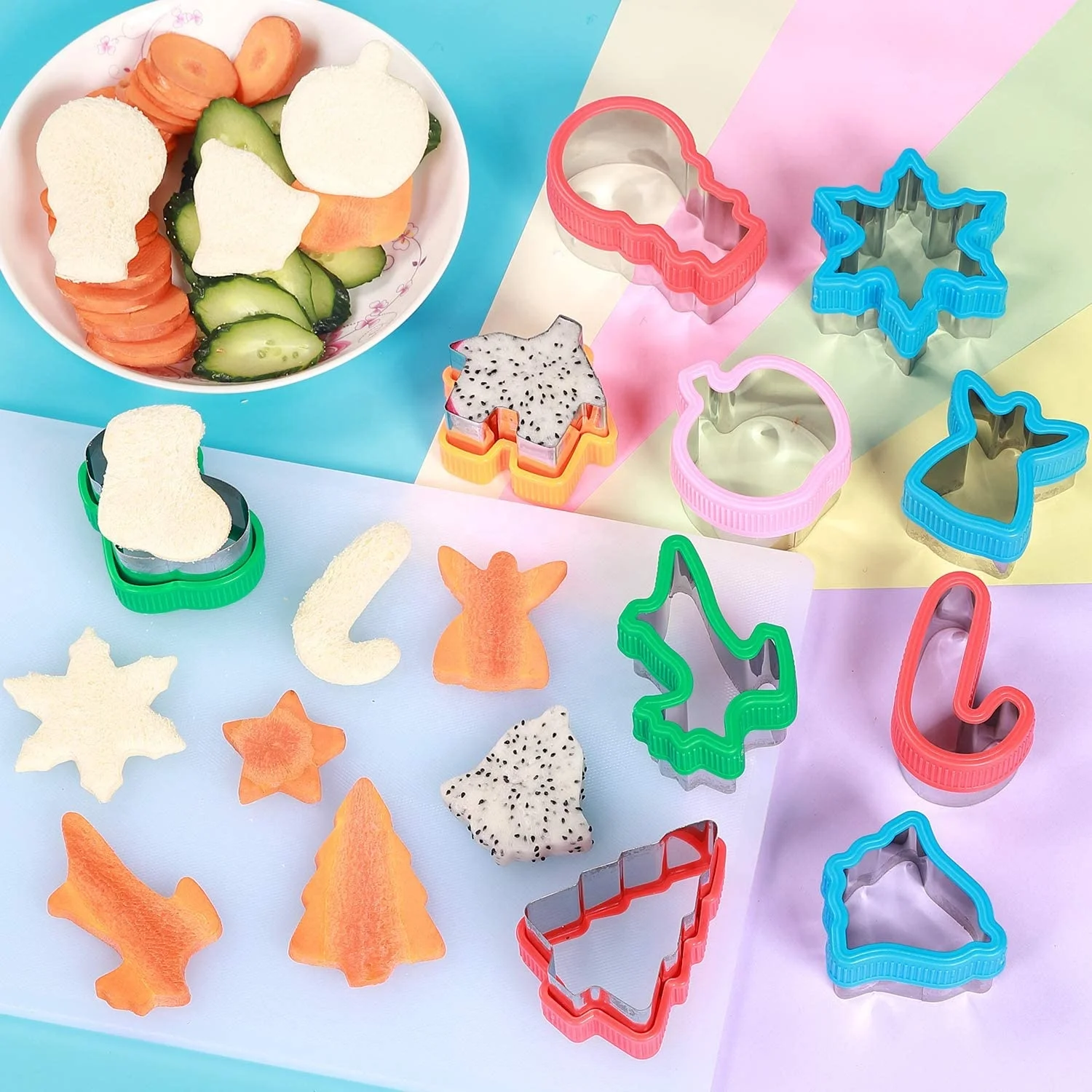 12 шт. пищевой нержавеющей стали рождественские сэндвич для фруктов и овощей, в комплекте набор форм для украшения формочки для выпечки и бенто ланч бокс
