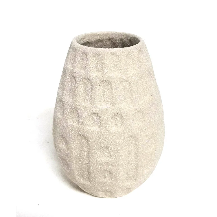 Modern Nordic Vase Desktop Ornaments Flower Arrangement White Frosted Texture Ceramic Hydroponic Vase Home Decor Ornaments