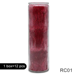 Customized 8 Inches Colors Plant Wax Church Religious Flameless Candles Glass Jar Prayer Candle