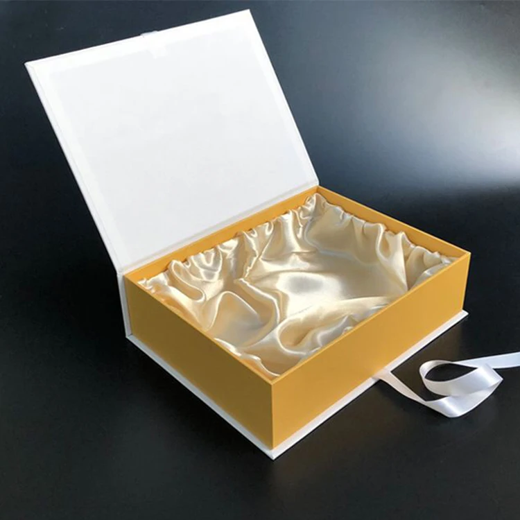 Luxury Large Deep Rectangular Rose Gold Satin Lace Packages Human Hair Wig Packaging Folding Box For Wig Business Hair Products