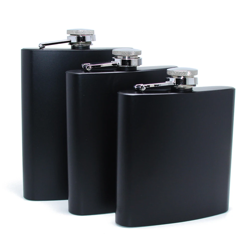 Акция 8 унций, лучший подарок на день отца, карманные матовые черные фляжки на бедра из нержавеющей стали, портативная плоская колба с тиснением, 8 унций