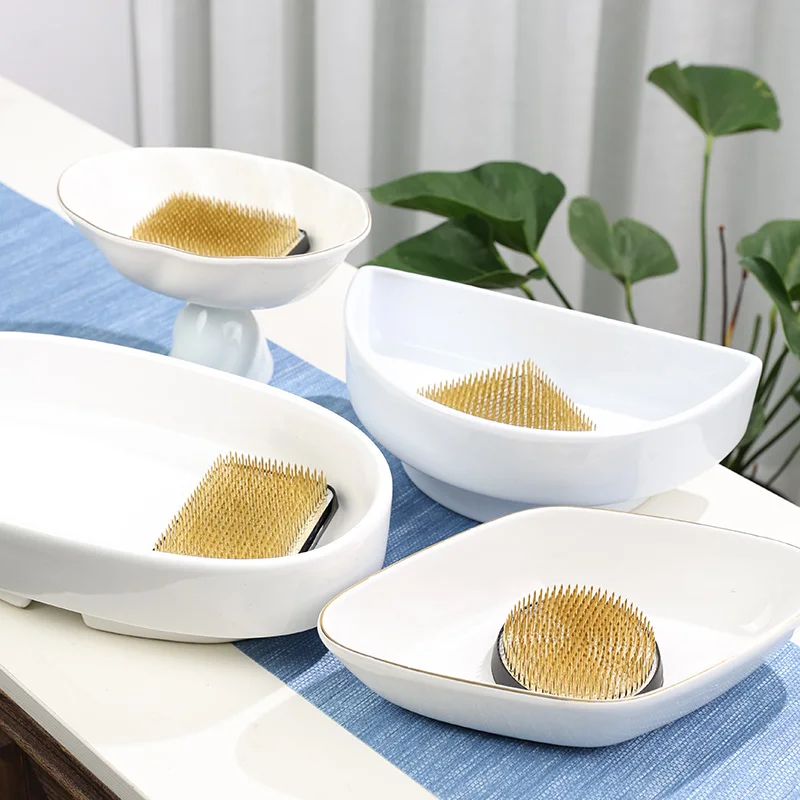 Japanese Rectangle Copper Material Ceramic Frogs kenzan ikebana flower frog Kenzan for flower arrangement tools