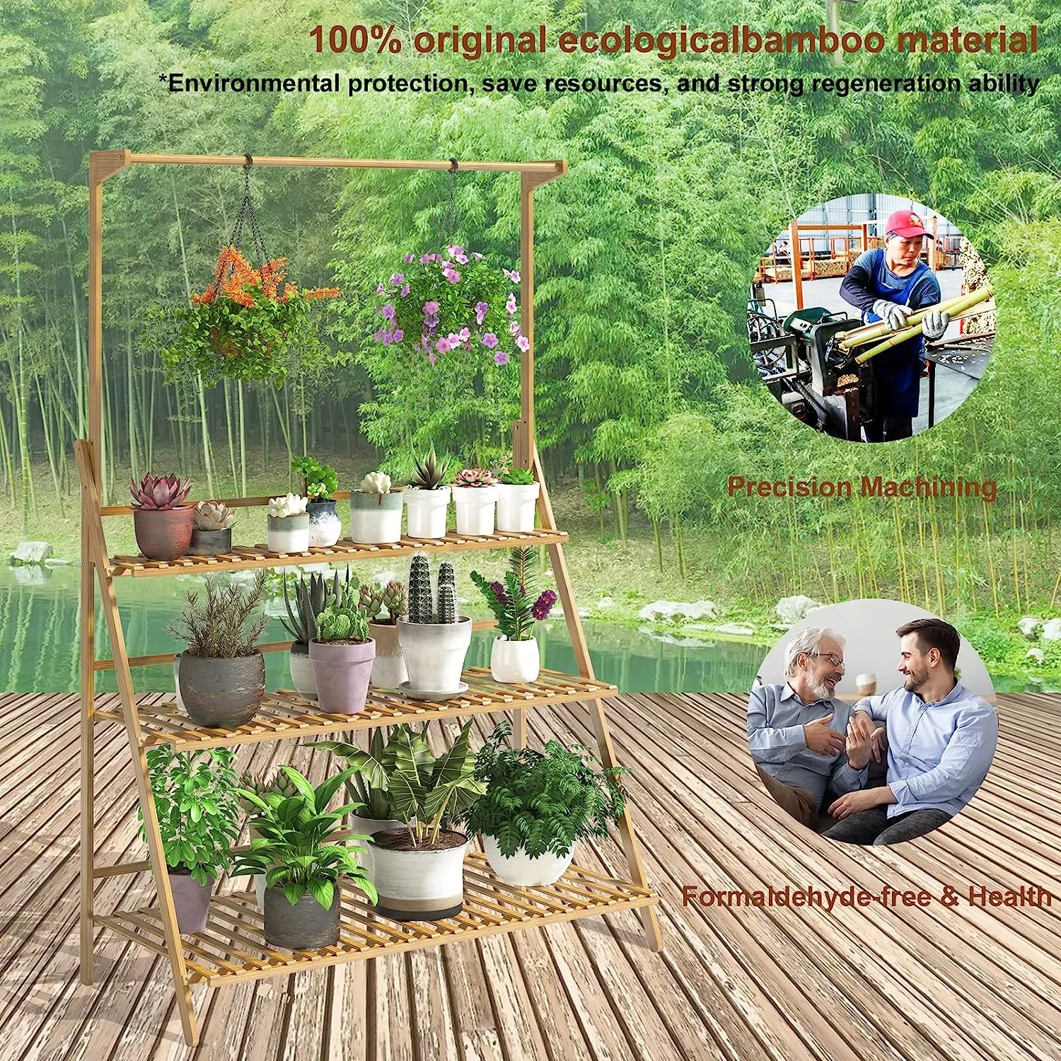 Multi-Tier Wooden Flower Pot Planter Stand Home Decorative Shelf for Outdoor Plants Boxed for Easy Room Usage