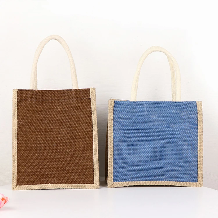 Cheap price custom reusable jute shopping bag beach hand tote jute bag eco friendly