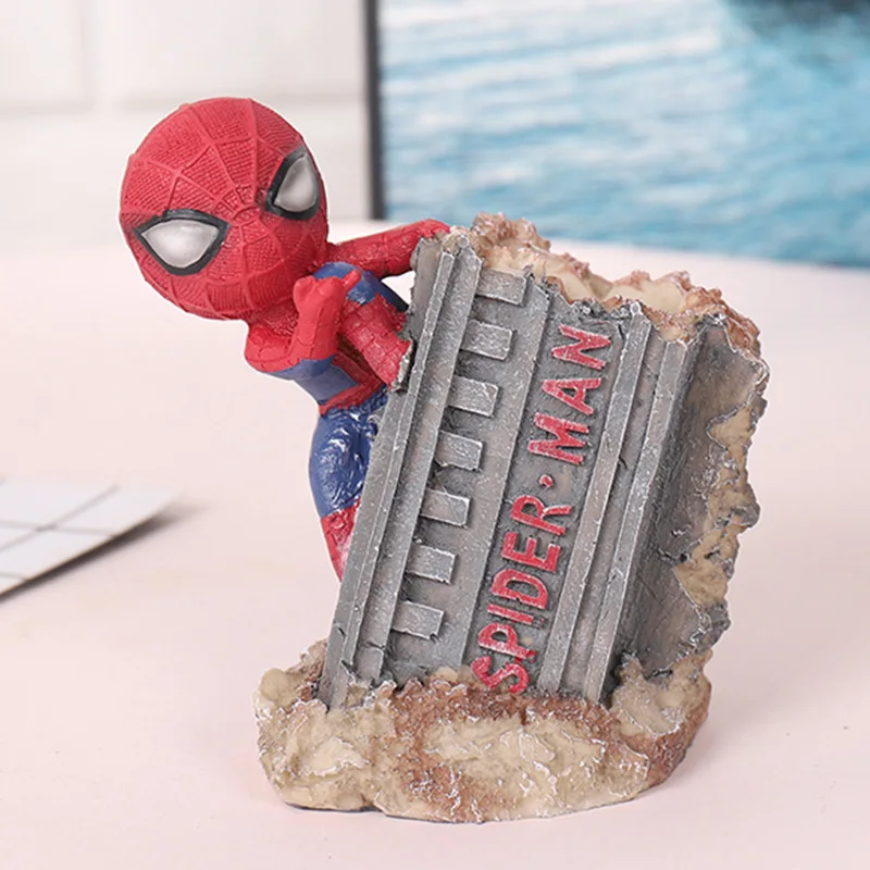 Modern creative home Marvel extraordinary spider man pen holder ornaments student gifts resin crafts ornaments