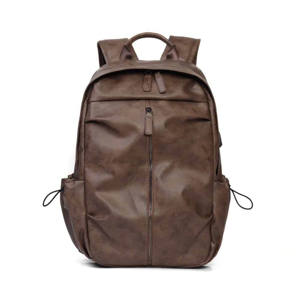 Vintage Leather Laptop Backpack For Men Large Waterproof School Casual Bookbag Work College Travel Leather Backpack