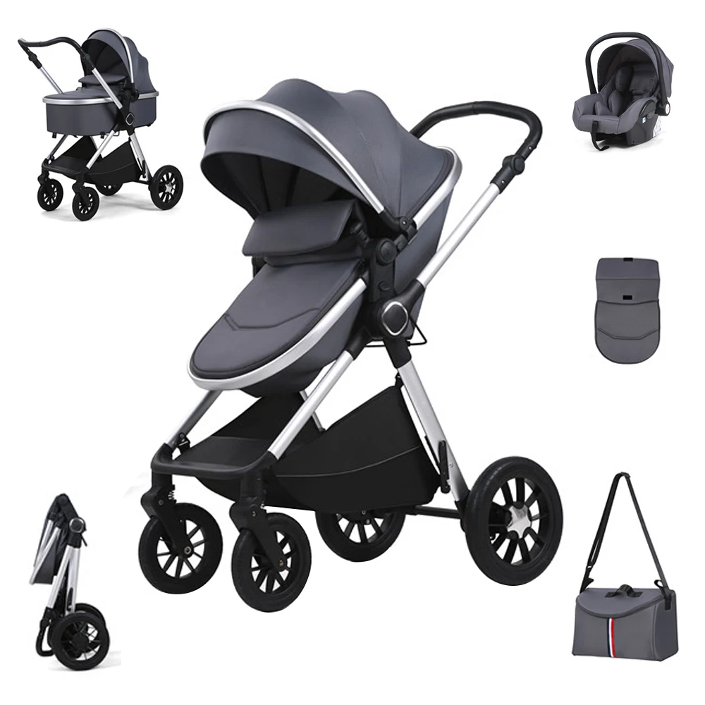 High Landscape Two Way Push Baby Pushchair Prams Light Weight Folding Baby Strollers Car Seat Travel System Baby Stroller 3 in 1