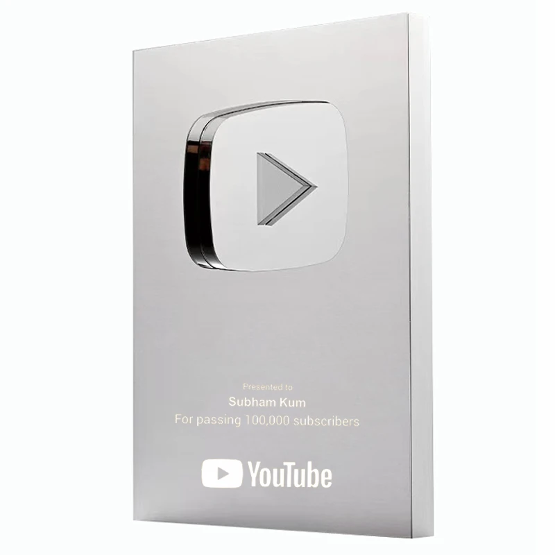 2024 Custom engraving name plates gold silver youtube shield gift honor trophy medal memorial diamond youtube play button award