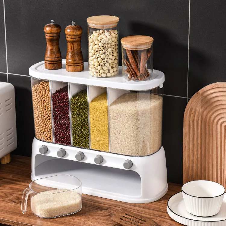 Food Storage Box Plastic cereal Dispenser Storage Box Kitchen Food Grain Rice Container